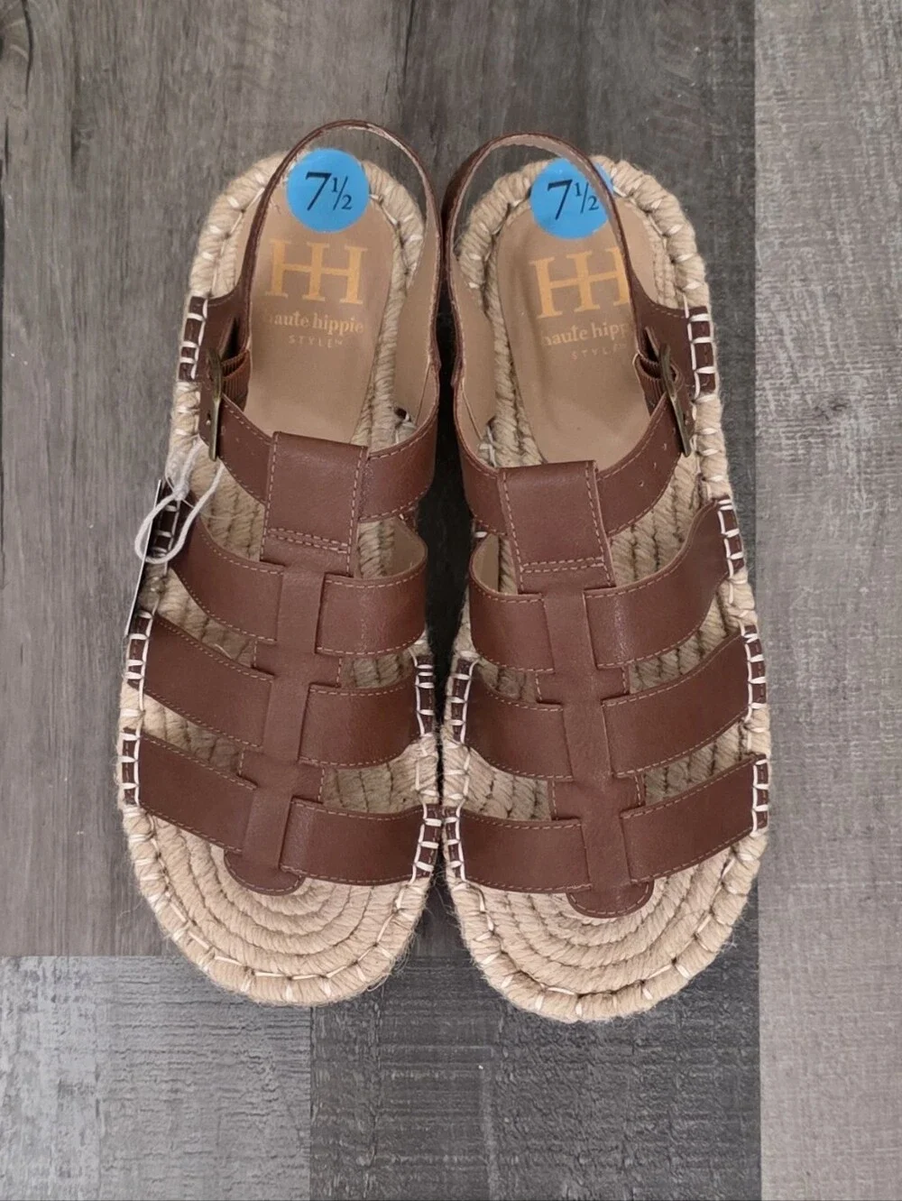 Haute Hippie Brown Gladiator   Espadrille Platform Sandals